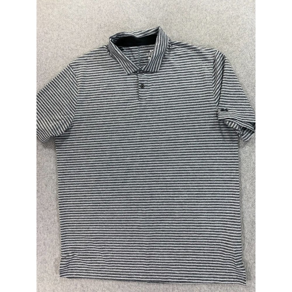 Nike Dri Fit Tiger Woods Striped Short Sleeve Golf Shirt (Men's Large) Gray